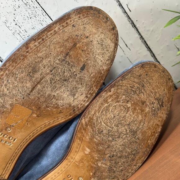 Gucci Men's Blue Suede Horsebit Loafers Size 9.5 - Picture 12 of 12